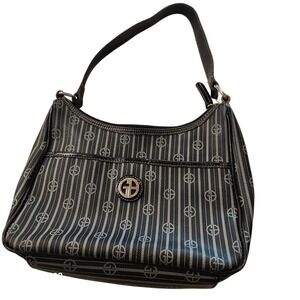 Giani Bernini‎ Black & Gray Logo Print Hobo Bag Purse Shoulder Bag
